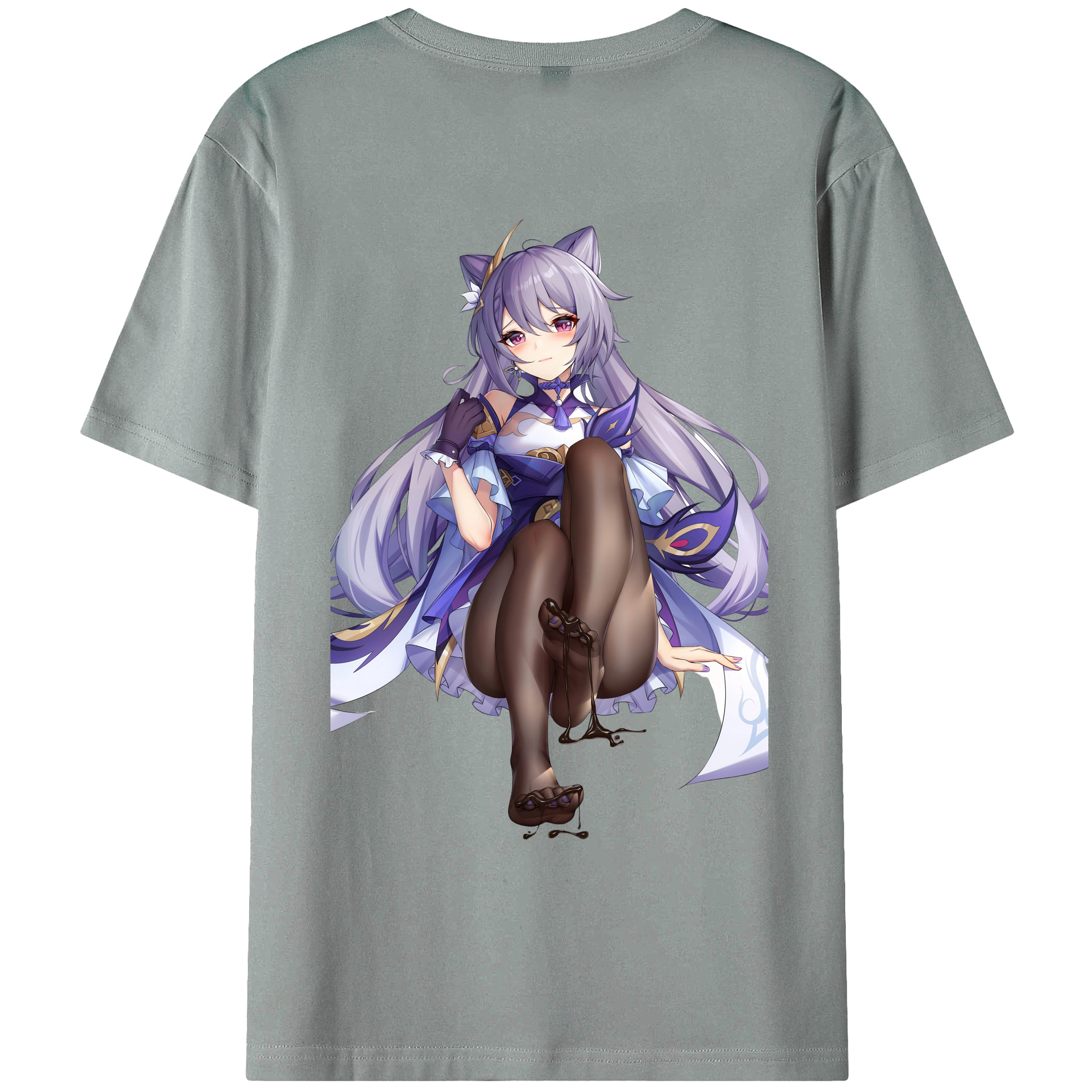 げんし神 刻晴 こくせい genshin Kokusei 綿100％ メンズ半袖Tシャツ（バックプリント） 通気性